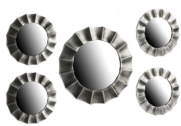 spiegelset Crystal 25-39 cm zilver 5-delig
