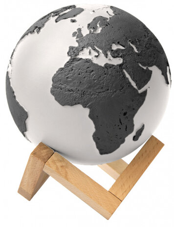 decoratielamp Wereldbol 25W 15 cm PVC/hout wit/zwart
