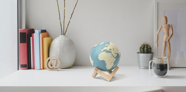 decoratielamp Wereldbol 25W 15 cm PVC/hout wit/zwart