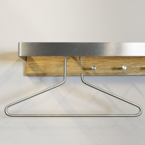 wandkapstok Noa 2 eiken/RVS 88 cm bruin/zilver