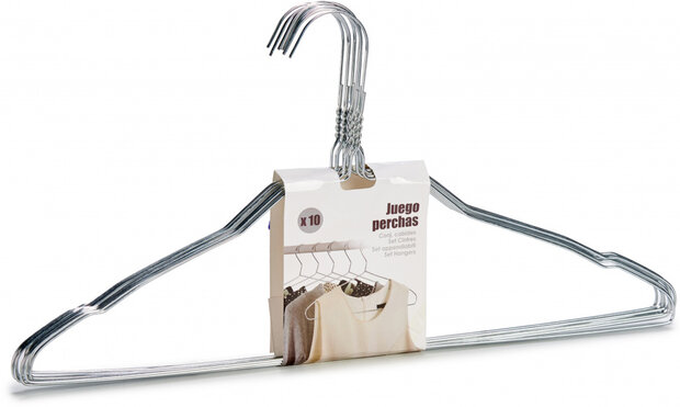 kledinghangers 40,5 x 21 cm staal zilver 10 stuks