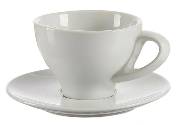 kop en schotel 150 ml porselein wit 12-delig