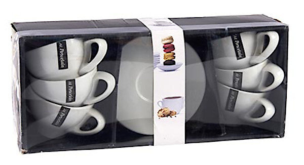 kop en schotel 150 ml porselein wit 12-delig