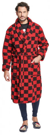 badjas Claus heren polyester rood/zwart maat XL/XXL