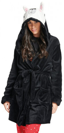 badjas Navidad dames polyester zwart maat L/XL