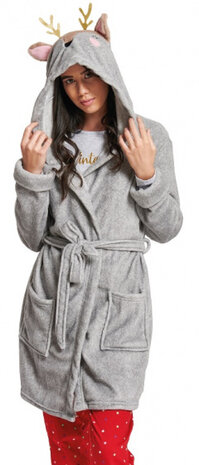 badjas Navidad dames polyester grijs maat S/M