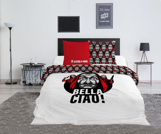 dekbedovertrek La Casa De Papel 220 x 240 cm katoen wit