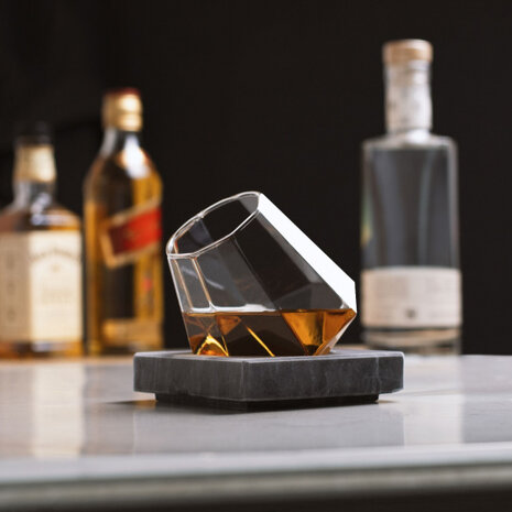 whiskeyglas Diamond 300 ml marmer zwart 2-delig