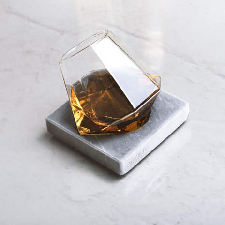 whiskeyglas Diamond 300 ml marmer zwart 2-delig