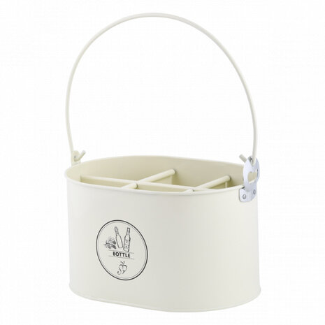 flessenkrat met opener 27,7 x 18 cm staal cr&egrave;me