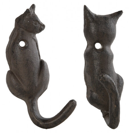 kapstokhaak kattenstaart gietijzer zwart 2 stuks