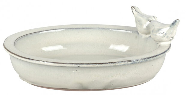 vogelbad 22,9 x 30,7 x 10,4 cm keramiek wit