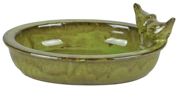vogelbad 22,9 x 30,7 x 10,4 cm keramiek groen