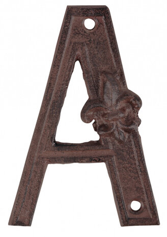 huisletter A 11,8 x 8 cm gietijzer donkerbruin