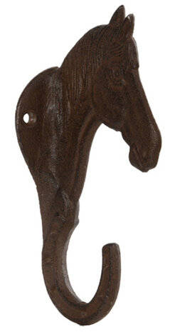kapstokhaak paard 19,9 cm gietijzer bruin