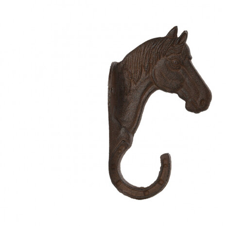 kapstokhaak paard 19,9 cm gietijzer bruin