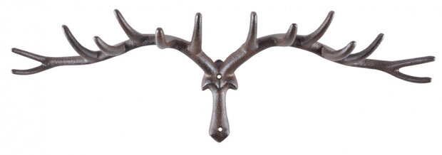 wandhaak Hertengewei 63,5 cm gietijzer bruin
