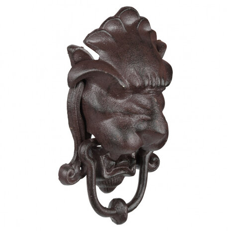 deurklopper leeuw 21,3 x 13,5 cm gietijzer bruin