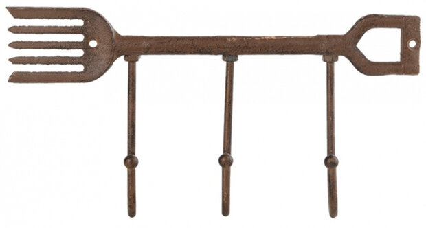 kapstok vork 27,5 x 14,6 cm gietijzer bruin