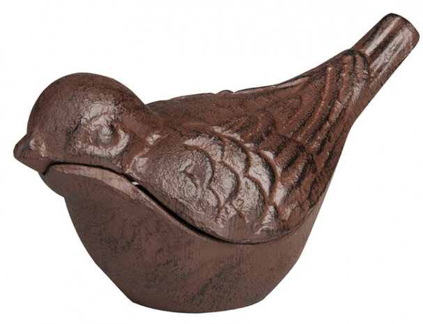 sleuteldoosje vogel 15,6 cm gietijzer bruin