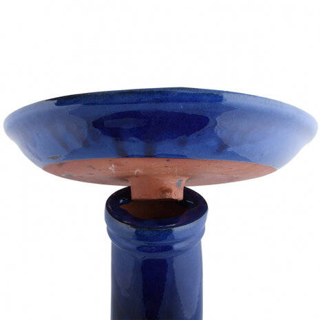 vogelbad op voet 42 x 47 cm keramiek blauw