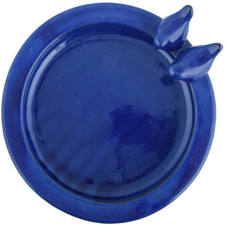 vogelbad op voet 42 x 47 cm keramiek blauw