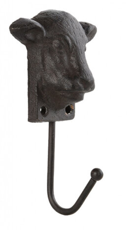 wandhaak boerderijdier Koe 5,5 cm ijzer bruin