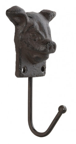 wandhaak boerderijdier Varken 5 cm ijzer bruin