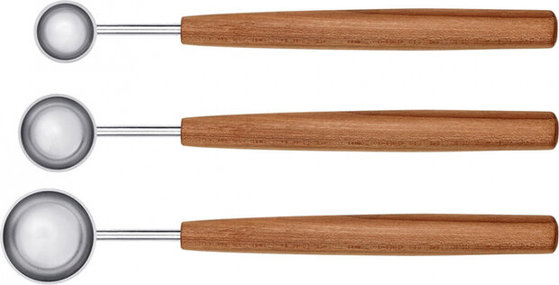maatlepels 1,25-2,5-5 ml hout/RVS naturel 3-delig