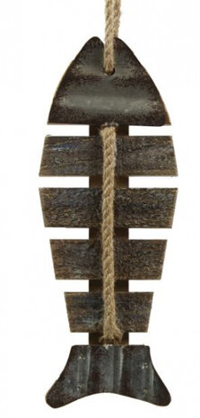 hangdecoratie Naut 9 x 2 x 23 cm hout/touw bruin