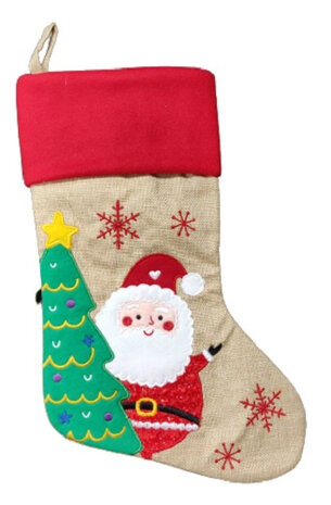 kerstsok kerstman 46 cm polyester rood/bruin