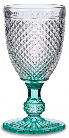 wijnglas 240 ml glas transparant/turquoise