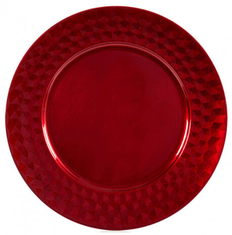 decoratieschaal/onderbord 33 x 2 cm rood