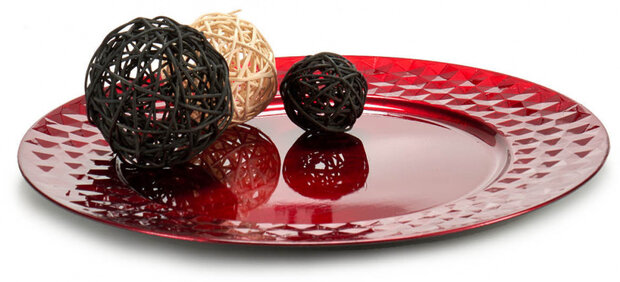 decoratieschaal/onderbord 33 x 2 cm rood