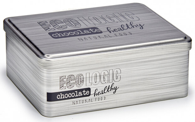 opbergblik chocolade 11,5 x 7 x 18,5 cm tin grijs