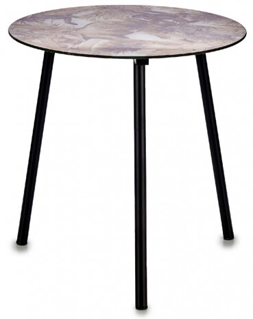 salontafel 40 x 40 cm staal/glas zwart/bruin