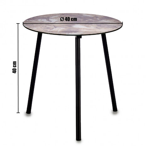 salontafel 40 x 40 cm staal/glas zwart/bruin
