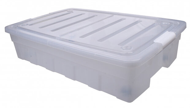 opbergbox 60 liter 72 x 46 cm transparant/wit