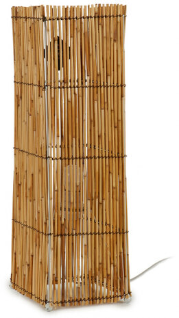 vloerlamp E27 vierkant 19,5 x 19,5 x 62 cm riet naturel