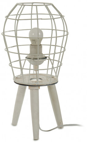 tafellamp E27 rond 21 x 21 x 40 cm staal wit