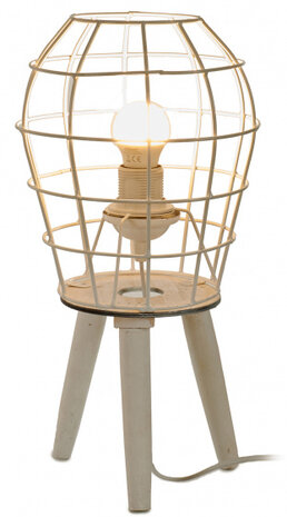 tafellamp E27 rond 21 x 21 x 40 cm staal wit
