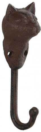 wandhaak kat 7,3 x 14,8 cm gietijzer bruin