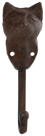 wandhaak kat 7,3 x 14,8 cm gietijzer bruin