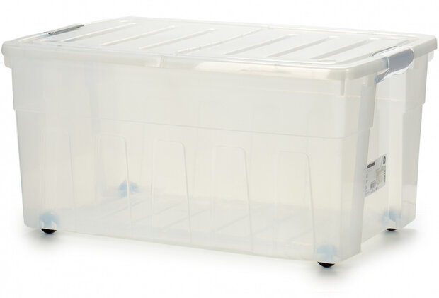 opbergbox 120 liter 72 x 48 cm transparant/wit