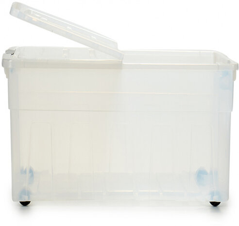 opbergbox 120 liter 72 x 48 cm transparant/wit