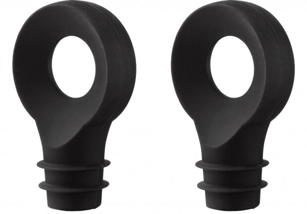 wijnstoppers 1 x 5 cm rubber zwart 2 stuks