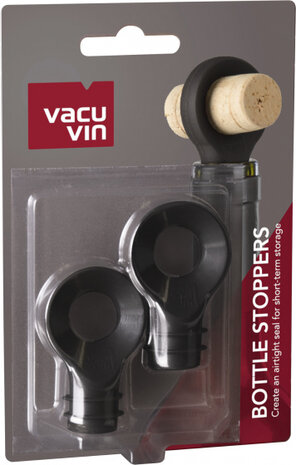 wijnstoppers 1 x 5 cm rubber zwart 2 stuks