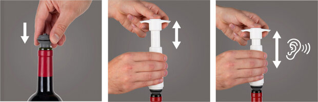 vacu&uuml;mset Wine Saver 7,5 x 12,5 cm wit/grijs 3-delig