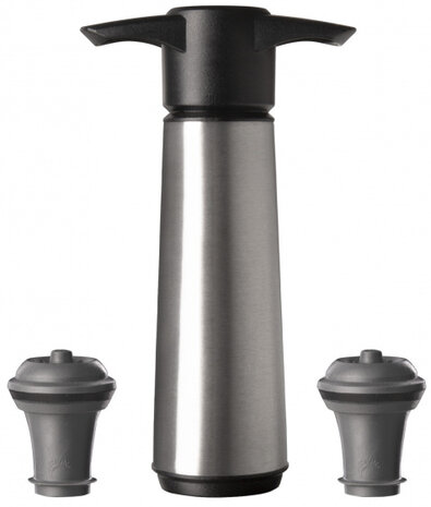 wijnpomp Wine Saver RVS zilver 3-delig