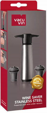 wijnpomp Wine Saver RVS zilver 3-delig